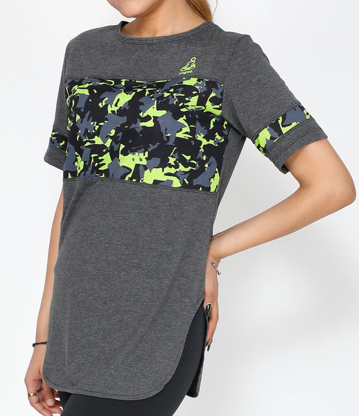 Grey Neon Camo Long T-Shirt