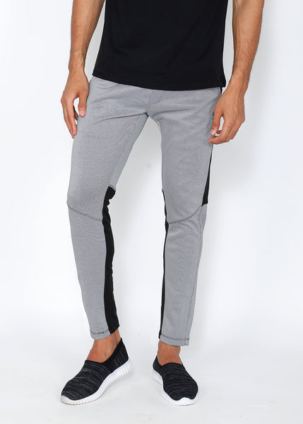 White & Black Slim-Fit Trackpants