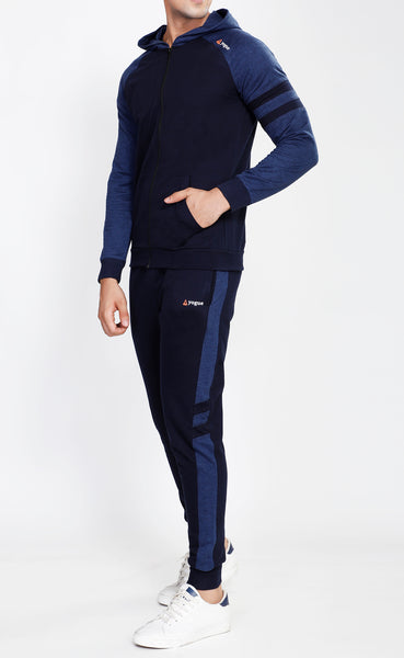 Navy Hooded Tracksuit with Blue Contrast