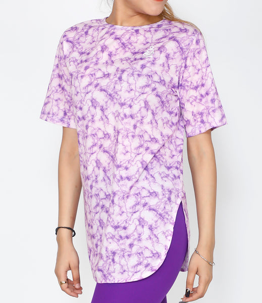 Lilac Marble Cotton Longline T-shirt