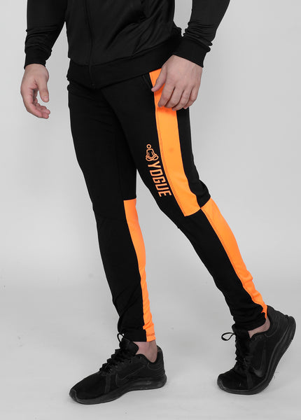 Neon Orange on Black Slim-Fit Trackpants