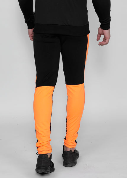 Neon Orange on Black Slim-Fit Trackpants