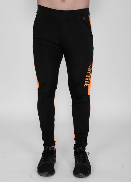 Neon Orange on Black Slim-Fit Trackpants
