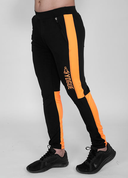 Neon Orange on Black Slim-Fit Trackpants