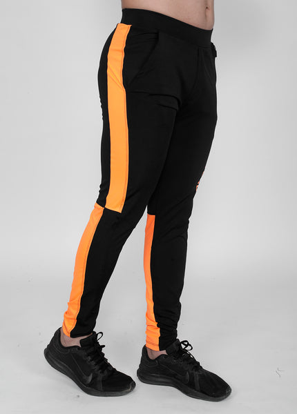 Neon Orange on Black Slim-Fit Trackpants