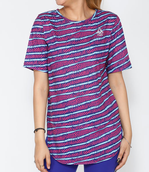 Pink Stripes Cotton Longline T-shirt