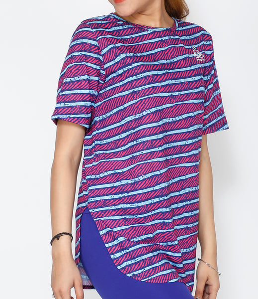 Pink Stripes Cotton Longline T-shirt