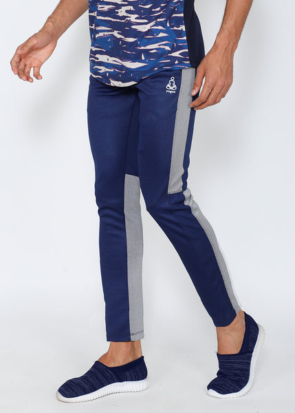 Blue & White Slim-Fit Trackpants