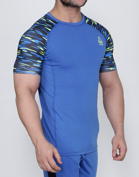 Blue & Black Illusion Compression T-Shirt