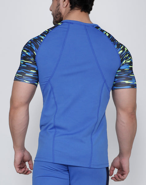 Blue & Black Illusion Compression T-Shirt