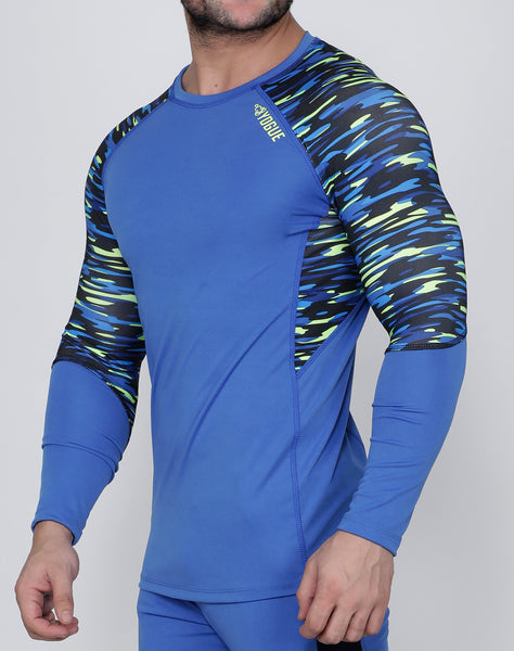 Blue Black Illusion Full Sleeve Compression