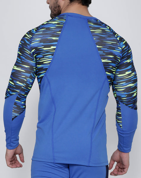 Blue Black Illusion Full Sleeve Compression