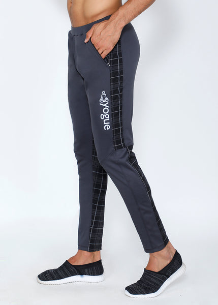 Charcoal Plaid Slim-Fit Trackpants