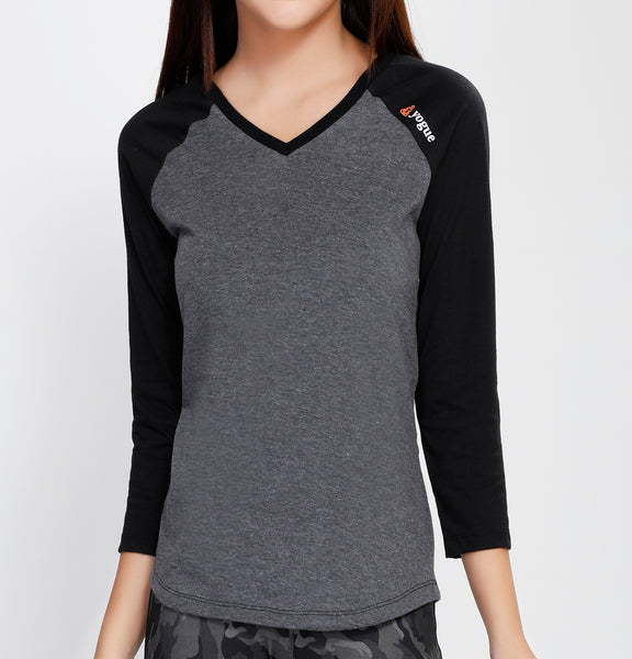 Graphite Grey 3/4th Sleeve Cotton T-Shirt