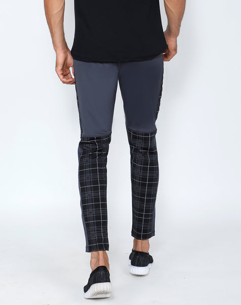 Charcoal Plaid Slim-Fit Trackpants