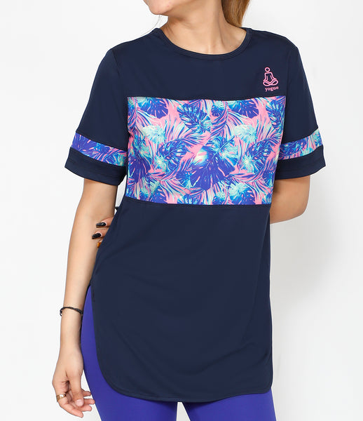 Floral Navy Long T-Shirt