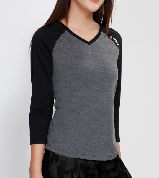 Graphite Grey 3/4th Sleeve Cotton T-Shirt