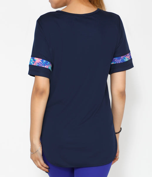 Floral Navy Long T-Shirt
