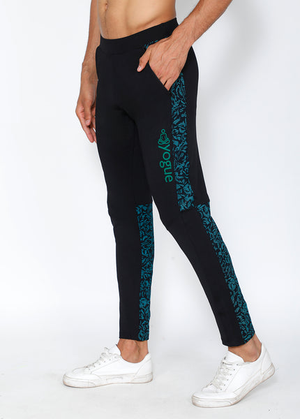 Teal & Black Slim-Fit Trackpants