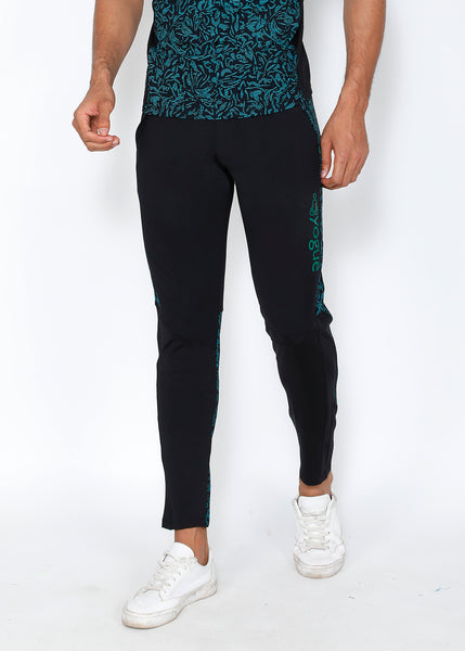 Teal & Black Slim-Fit Trackpants