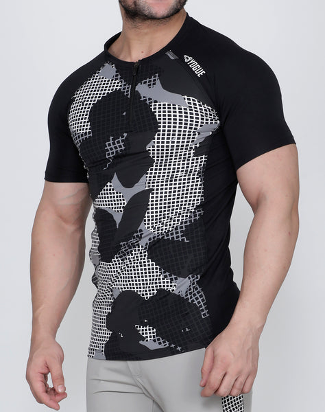 Black & White SquareMesh Compression T-Shirt