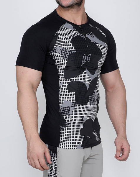 Black & White SquareMesh Compression T-Shirt
