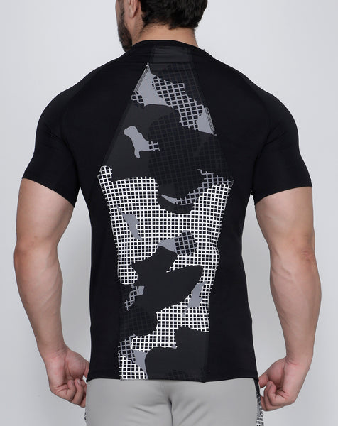 Black & White SquareMesh Compression T-Shirt