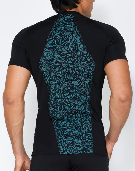 Teal & Black Compression T-Shirt