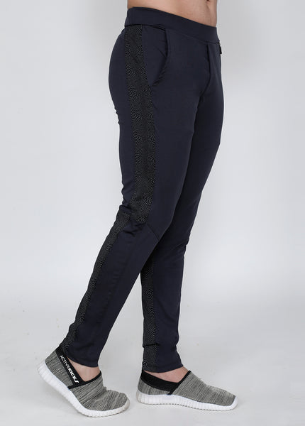 Charcoal Micro-Dotted Slim-Fit Trackpants