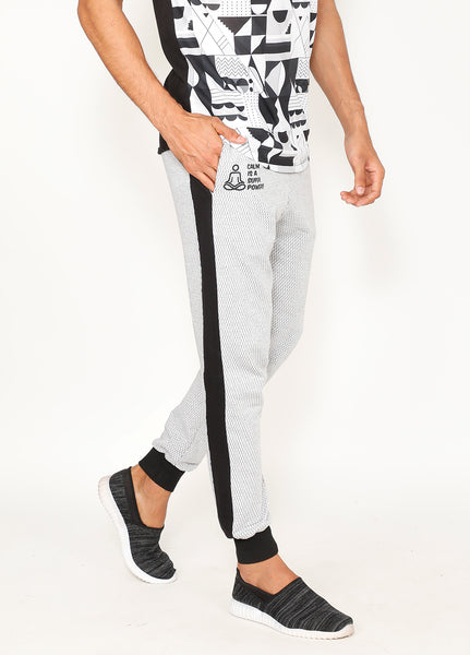 White & Black Terry Joggers