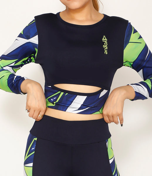 Sharp Blue Cutout Full Sleeve Top