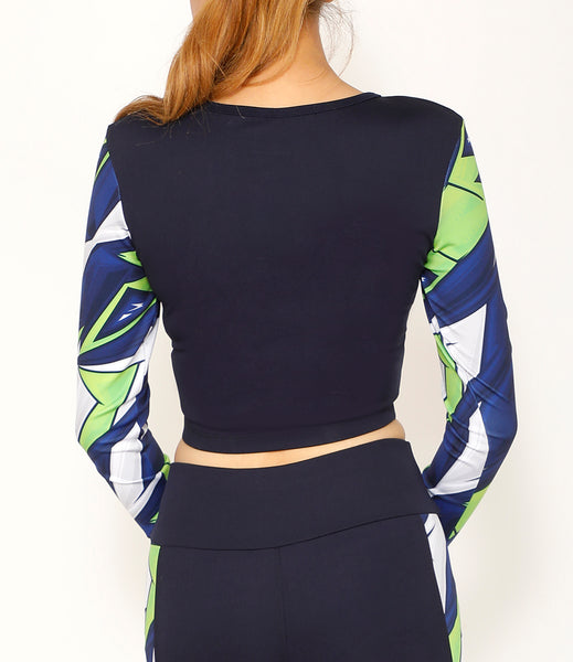 Sharp Blue Cutout Full Sleeve Top