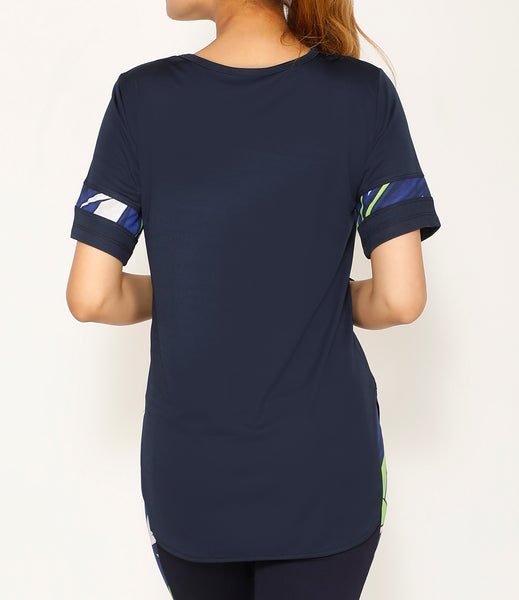 Navy Green & White Long T-Shirt