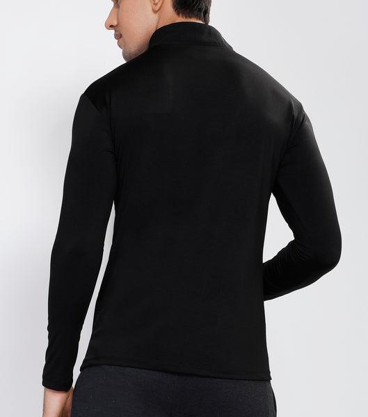 Black White Stripes Half Zipper