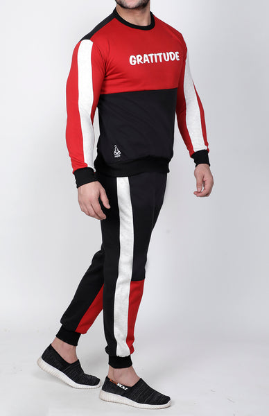 Black & Red Crew-Neck Tracksuit