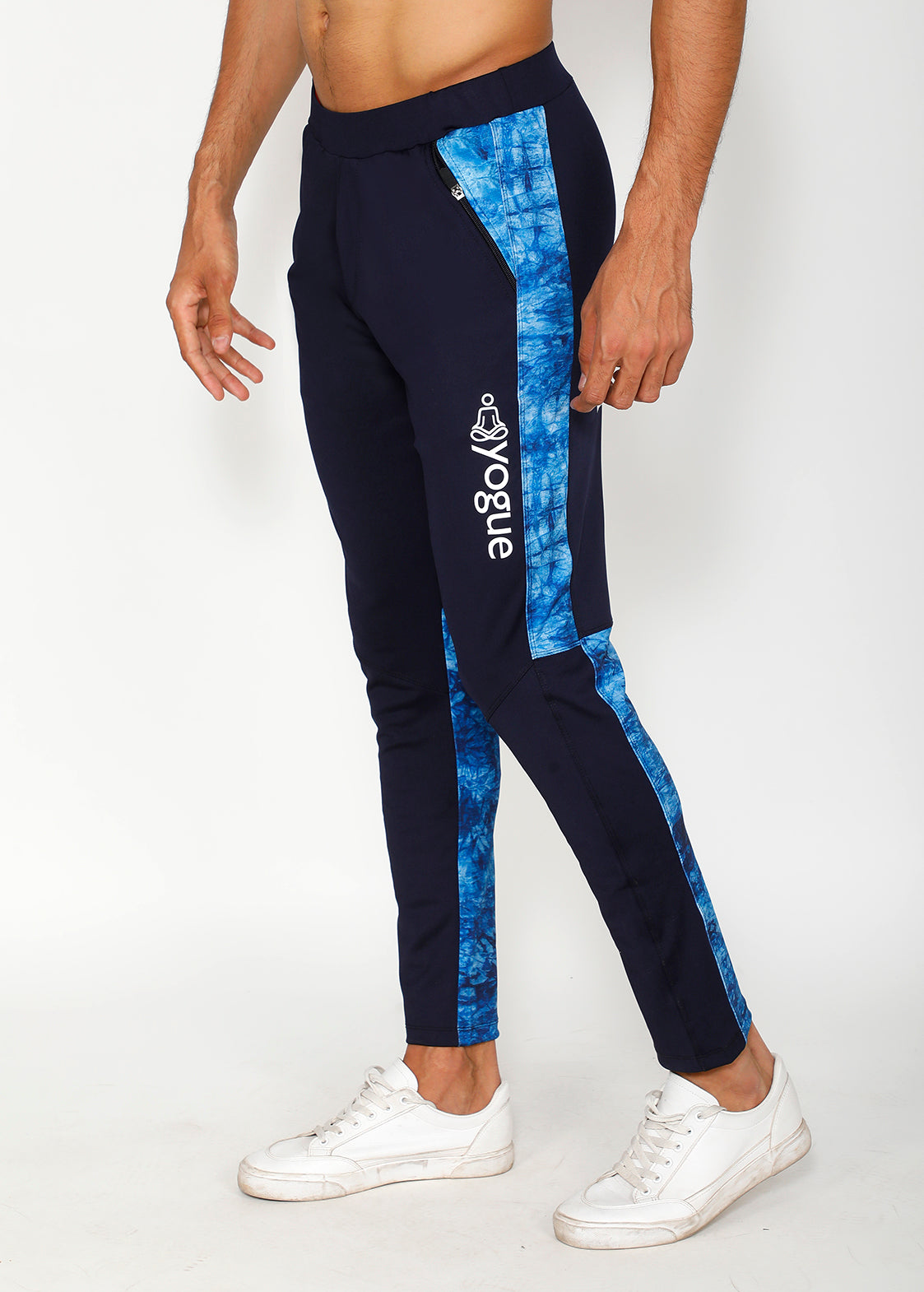Navy Blue Track Pant for Men - Solid & Cotton Blend Slim Fit | JadeBlue