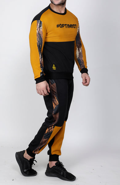 Black & Mustard Crew-Neck Tracksuit