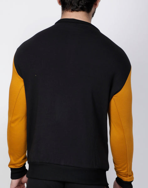 Black & Mustard Crew-Neck Tracksuit