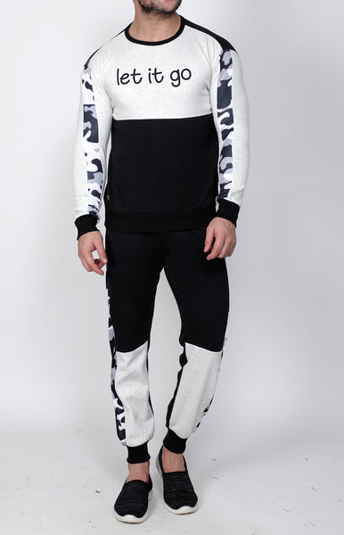 Black & White Crew-Neck Tracksuit