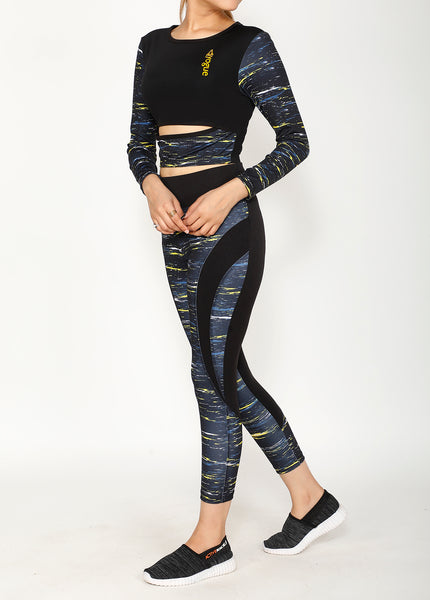 Shop The Look - Cutout Full Sleeve Top + Tights - Atlantic Black