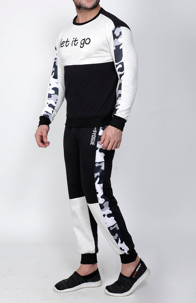 Black & White Crew-Neck Tracksuit