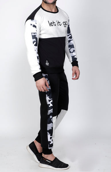 Black & White Crew-Neck Tracksuit