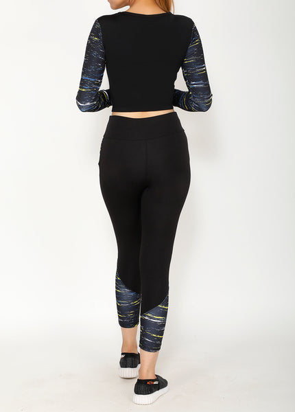 Shop The Look - Cutout Full Sleeve Top + Tights - Atlantic Black