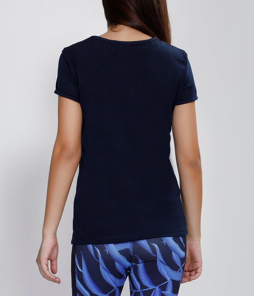 Navy Round-neck Cotton T-Shirt