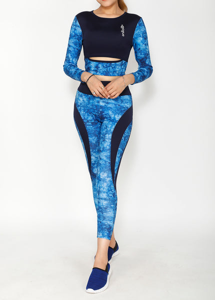 Shop The Look - Cutout Full Sleeve Top + Tights - Copper Blue