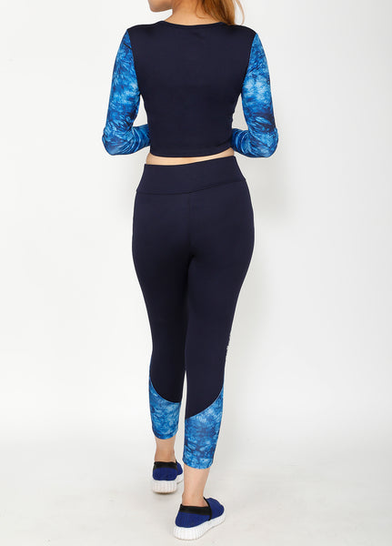 Shop The Look - Cutout Full Sleeve Top + Tights - Copper Blue