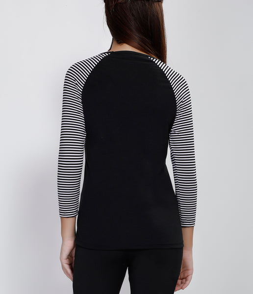 White Stripes Quarter Sleeves Top