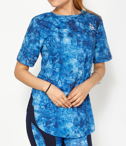 Copper Blue Cotton Longline T-shirt