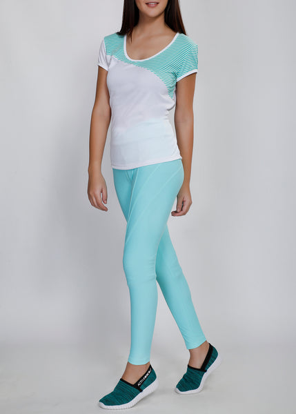 White Green Stripes Oblique  T-Shirt