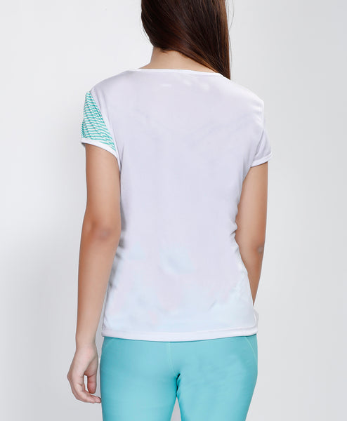White Green Stripes Oblique  T-Shirt